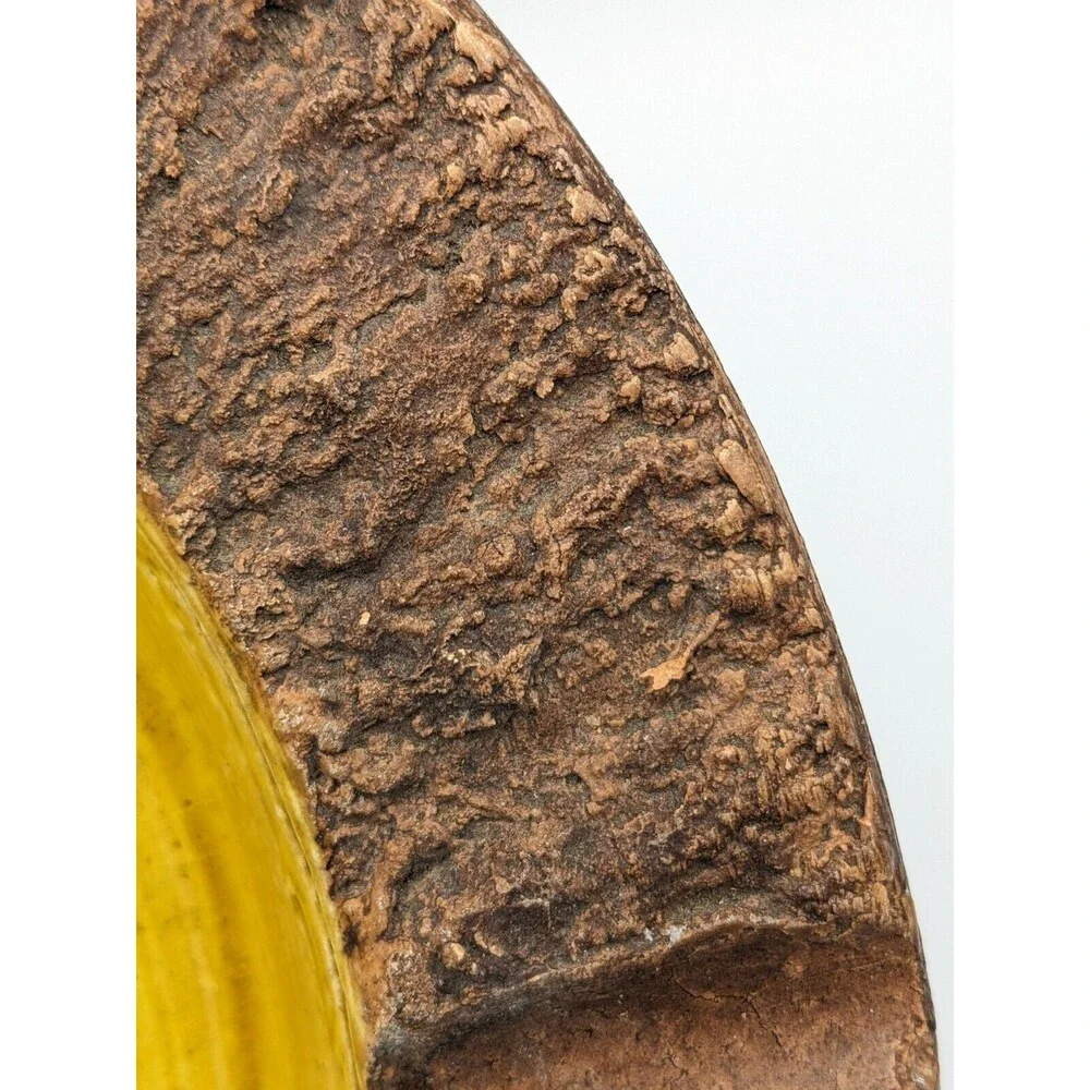 Vintage Bitossi Ashtray Round Bowl‎ Brown Yellow 1960s Italy Brutalist 10.5